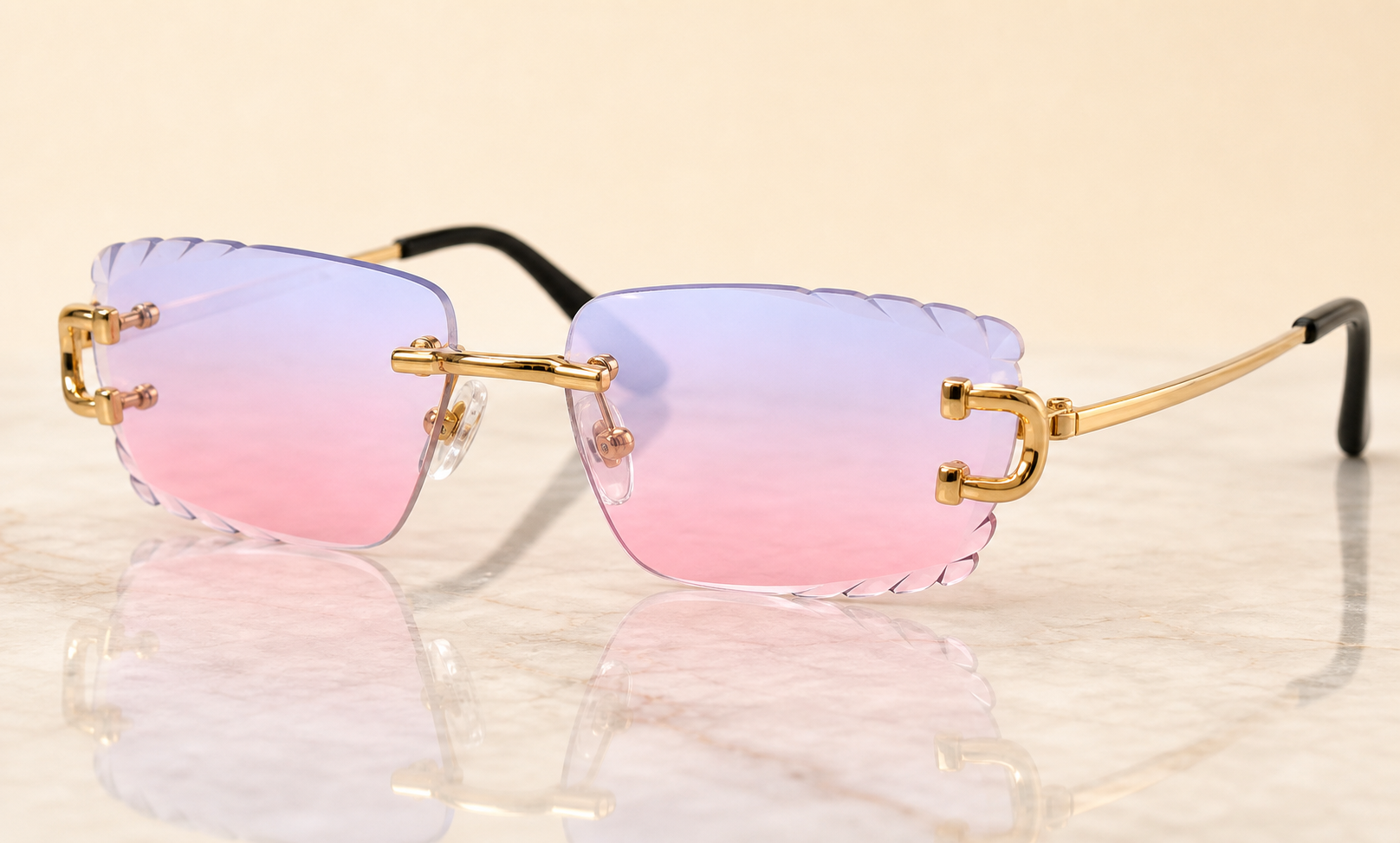 HBK Wholesale Custom Mirror Sunglasses - UV400 Protection Rimless Design - OEM with Logo Printing