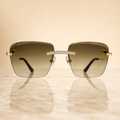Lunettes de soleil diamant luxe — Monture dorée sans bords