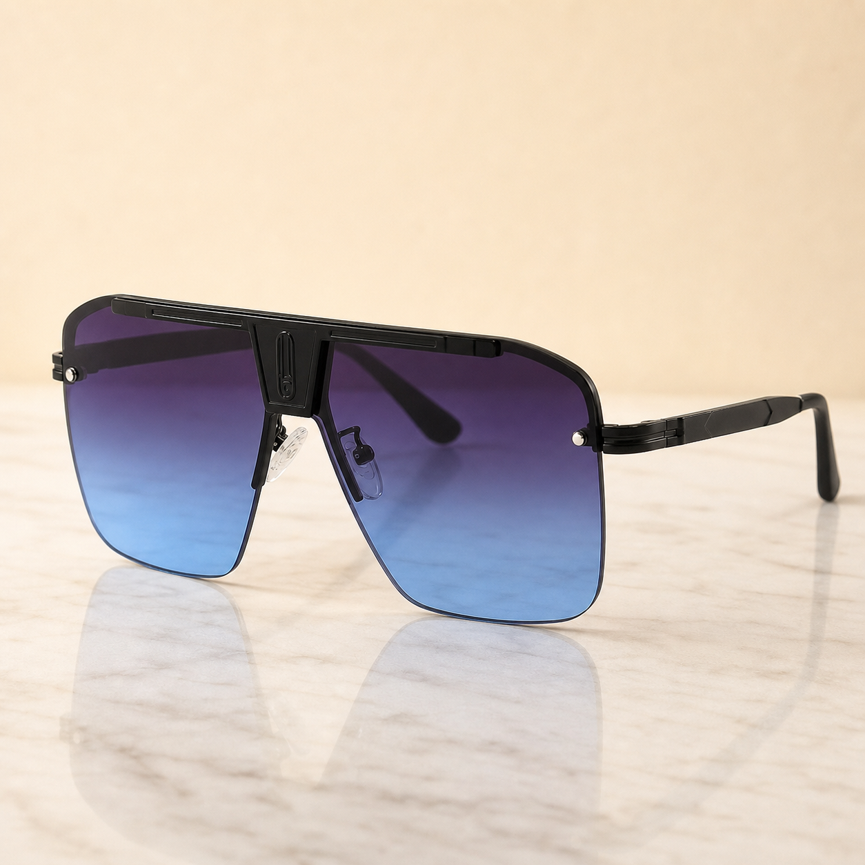 Lunettes de soleil oversize rétro — Grande monture fashion UV400