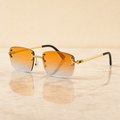 Lunettes de soleil rectangulaires sans bords — Style rétro vintage 12 coloris